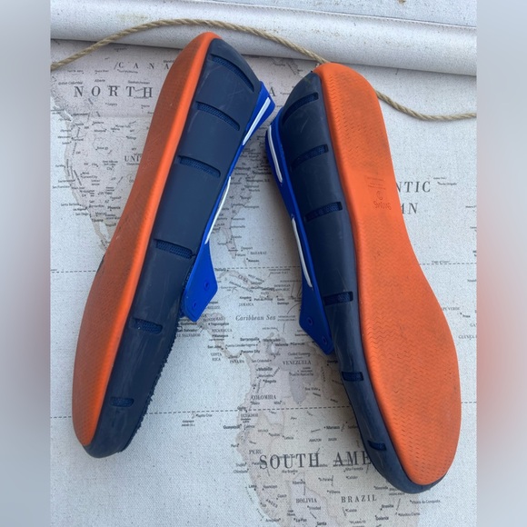 SWIMS Braided Lace Loafer Navy & Orange Slip On Shoes Land to Sea Size 12 - Picture 8 of 15